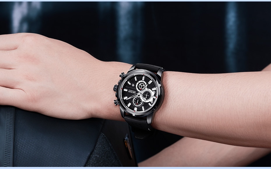 Relogio Masculino MEGIR New Sport Chronograph Silicone Mens Watches Top Brand Luxury Quartz Clock Waterproof Big Dial Watch Men