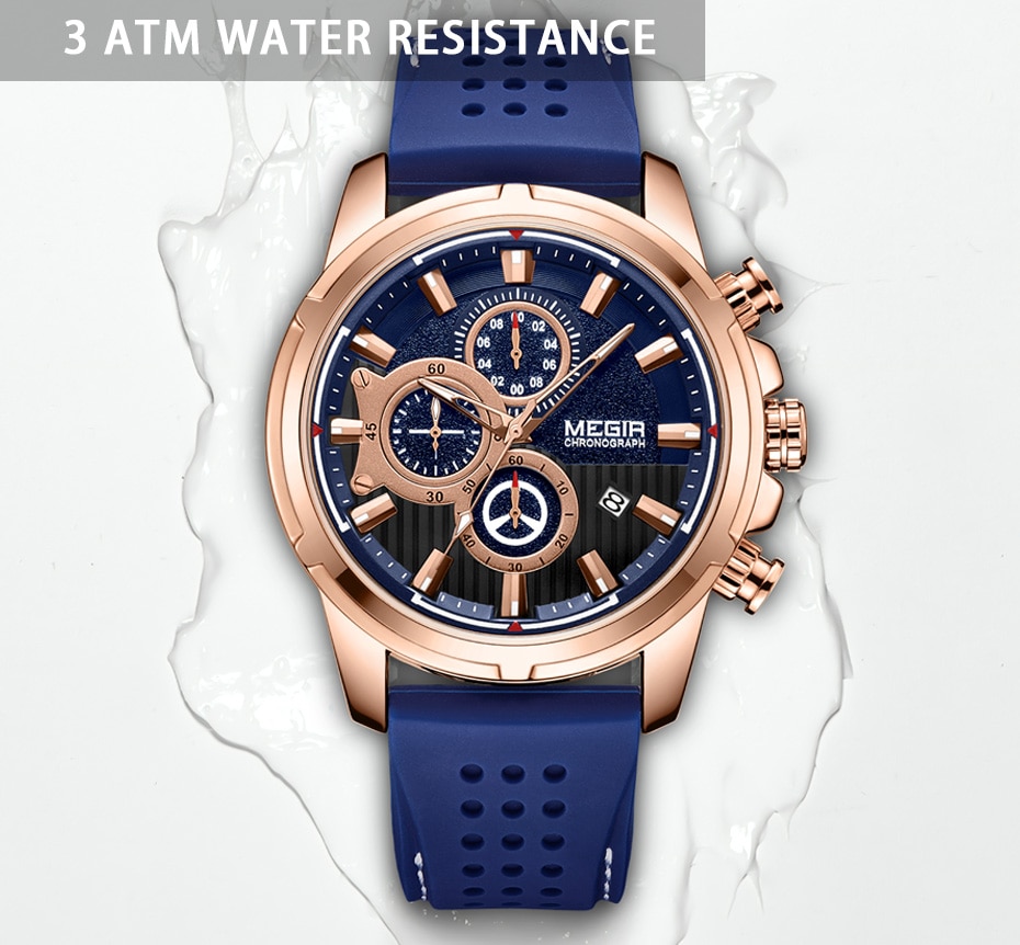 Relogio Masculino MEGIR New Sport Chronograph Silicone Mens Watches Top Brand Luxury Quartz Clock Waterproof Big Dial Watch Men
