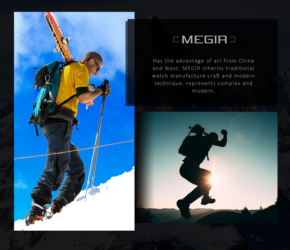 MEGIR Mens Watches Top Brand Sports Watch Man Luminous Waterproof Leather Band Military Quartz Watch Clock Men Relogio Masculino