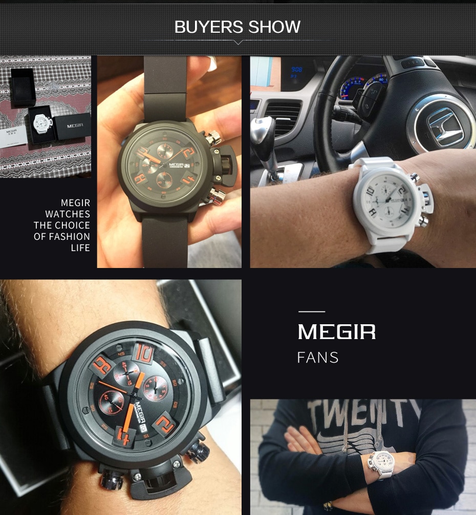 MEGIR Original Watch Men Sport Quartz Men Watches Chronograph Wrist Watch Relogio Time Hour Clock Reloj Hombre Mens Watches