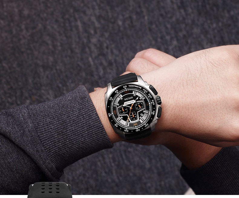 MEGIR Fashion Men's Watches Top Brand Luxury Clocks Big Dial Military Quartz Watch Men Waterproof Sport Chronograph Wristwatches