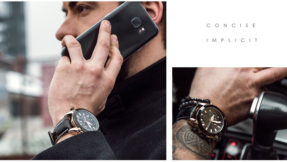2021 New MEGIR Men's Fashion Sports Quartz Watch Men Leather with Chronograph Mens Watches Military Waterproof Sport Wrist Watch