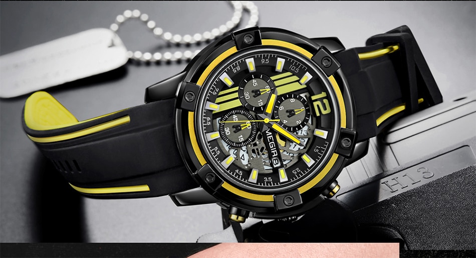 Relojes 2021 MEGIR Watch Men Luxury Chronograph Silicone Waterproof Sport Military Mens Watches Analog Quartz Relogio Masculino