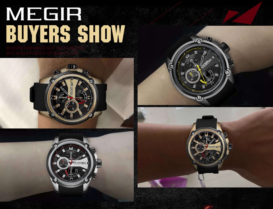 Top Brand MEGIR Watch Men Sport Business Chronograph Silicone Strap Quartz Mens Watches +Bracelet Set Men's Military Wrist Watch