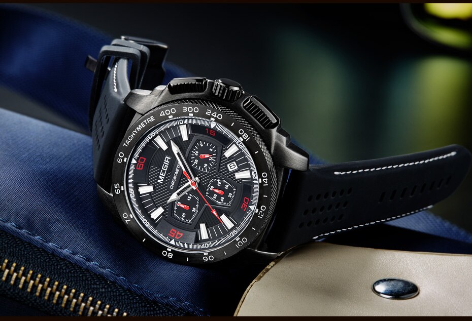 MEGIR Mens Watch Top Luxury Brand Men Analog Sport Quartz Watches Silicone Strap Waterproof Army Military Chronograph Male Clock