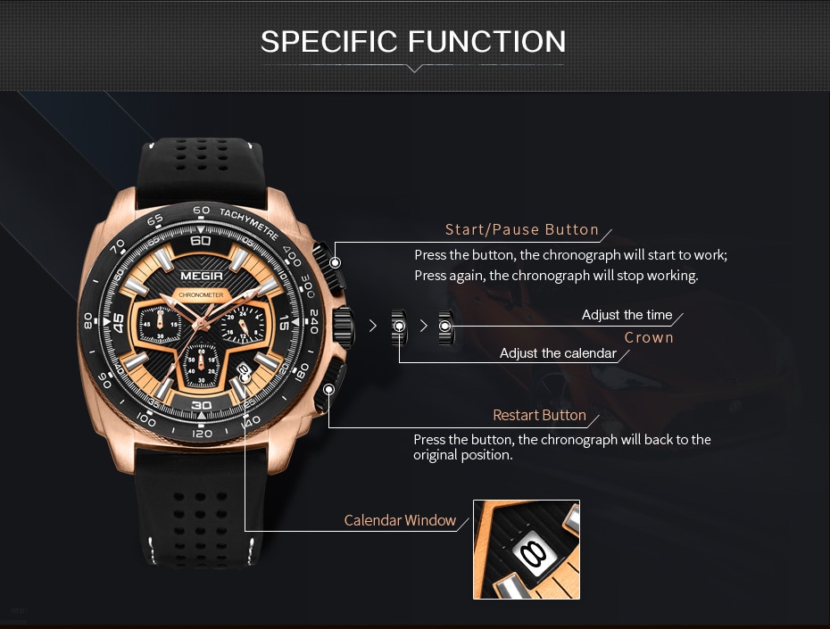 MEGIR Mens Watch Top Luxury Brand Men Analog Sport Quartz Watches Silicone Strap Waterproof Army Military Chronograph Male Clock