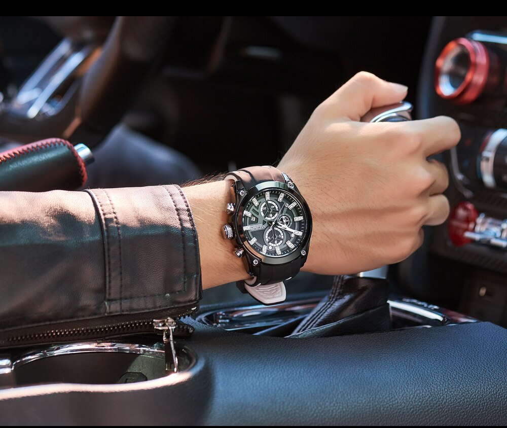 MEGIR Fashion New Mens Watches Top Luxury Brand Sport Quartz Watch Men Chronograph Waterproof Luminous Wristwatch Date Clock