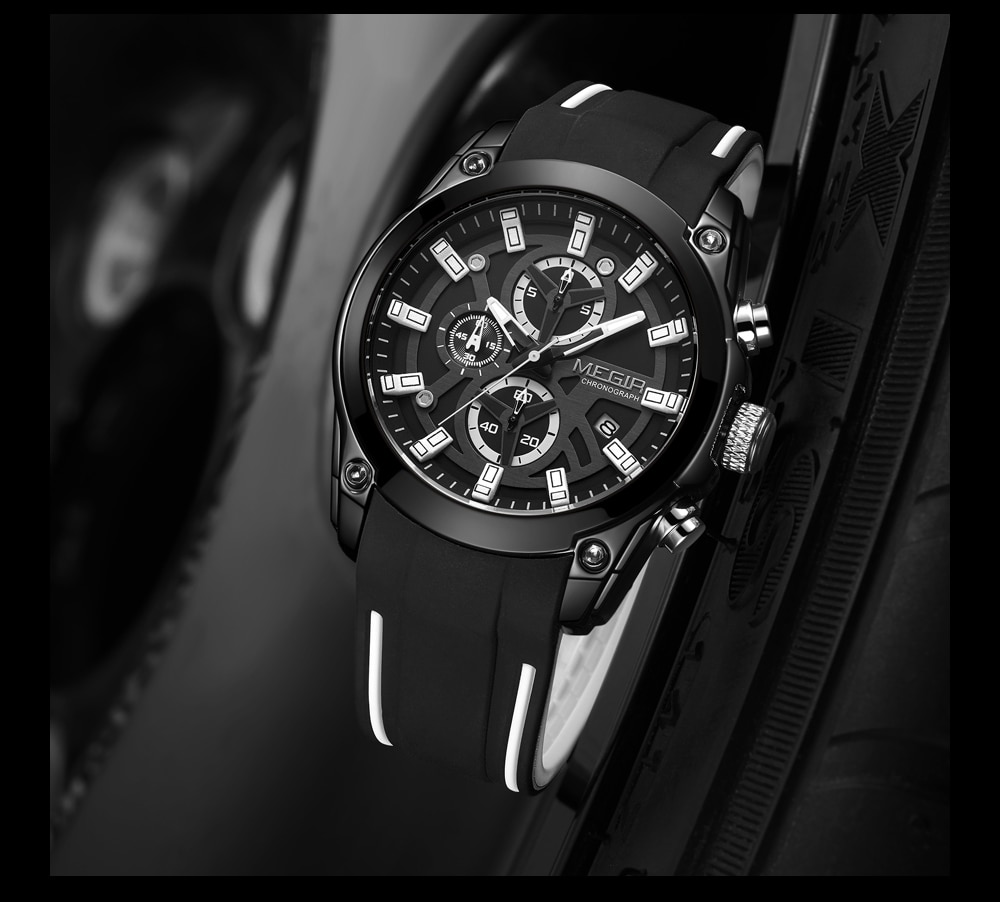 MEGIR Fashion New Mens Watches Top Luxury Brand Sport Quartz Watch Men Chronograph Waterproof Luminous Wristwatch Date Clock