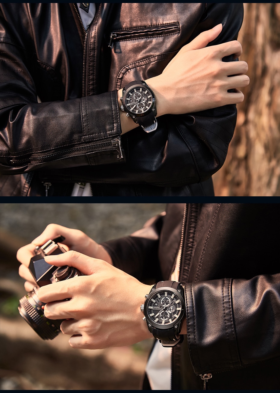 MEGIR 2020 New Mens Watches Top Brand Luxury Sports Wrist Watch Man Rose Black Silicone Waterproof Luminous Military Watch Clock