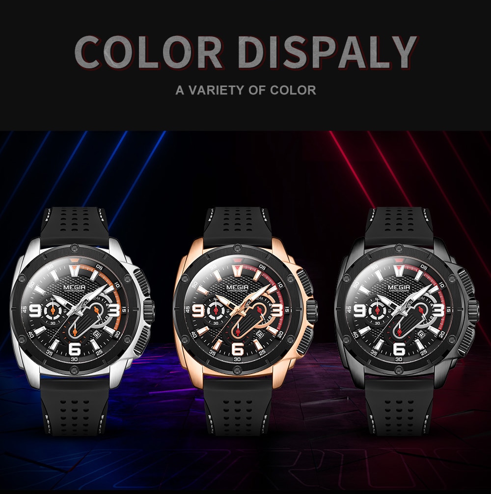 MEGIR Fashion Watch Mens Chronograph Luxury Brand Sport Quartz Watch Men Military Waterproof Analog Wristwatch Relogio Masculino