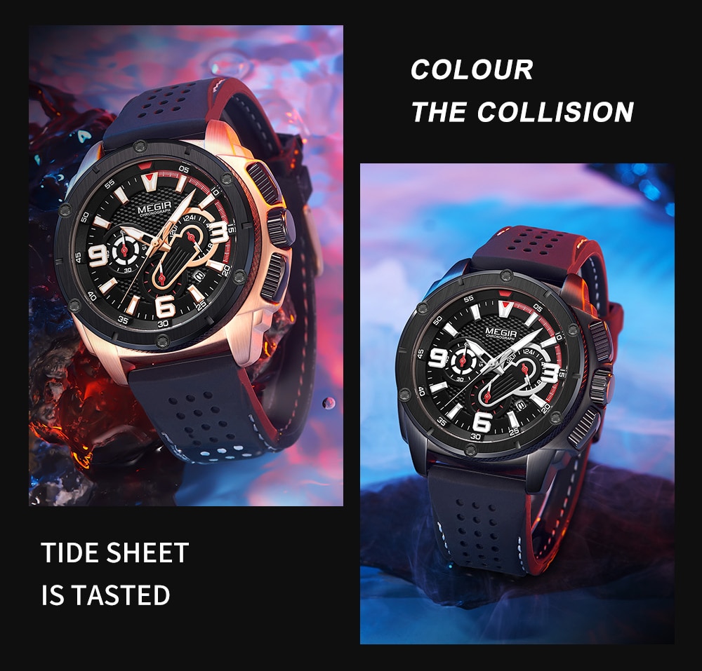 MEGIR Fashion Watch Mens Chronograph Luxury Brand Sport Quartz Watch Men Military Waterproof Analog Wristwatch Relogio Masculino