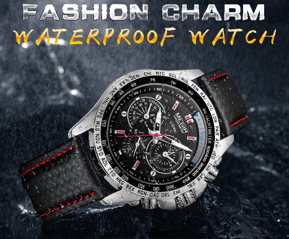 MEGIR Watches Men's Quartz Wrist Watches Top Brand Luxury Male Fashion Casual Luminous Waterproof Clock Leather Watch Hot 1010