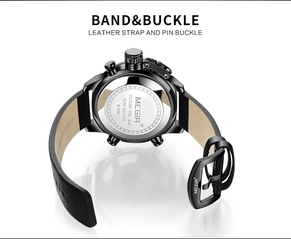 MEGIR New Watch Men Luxury Brand Analog Digital Sports Mens Watches Leather Army Military Waterproof Wristwatch 2021 Male Clock