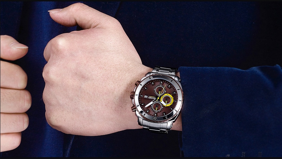 MEGIR Men Watch Business Full Steel Quartz Watches Chronograph Men Casual Waterproof Date Sports Watch Clock Relogio Masculino