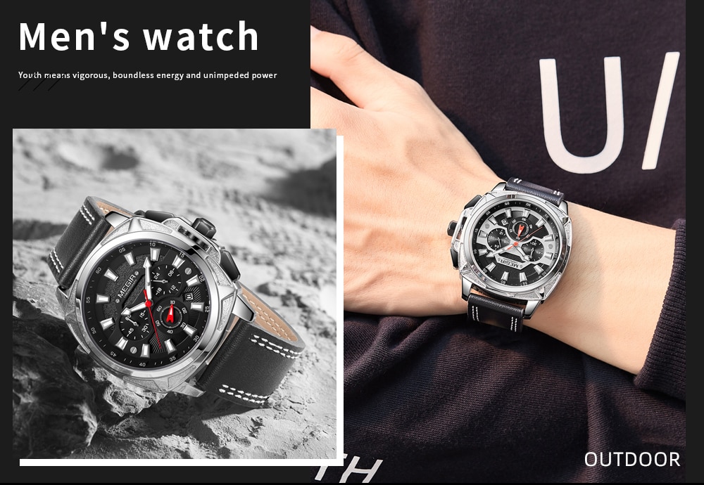 Mens Watches MEGIR Fashion Sport Chronograph Top Brand Luxury Waterproof Men Watch Analog Quartz Wristwatches Relogio Masculino