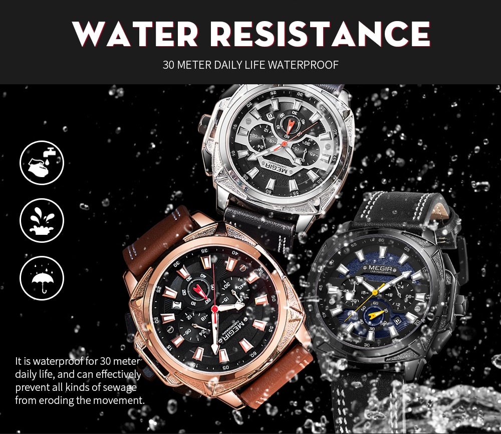 Mens Watches MEGIR Fashion Sport Chronograph Top Brand Luxury Waterproof Men Watch Analog Quartz Wristwatches Relogio Masculino