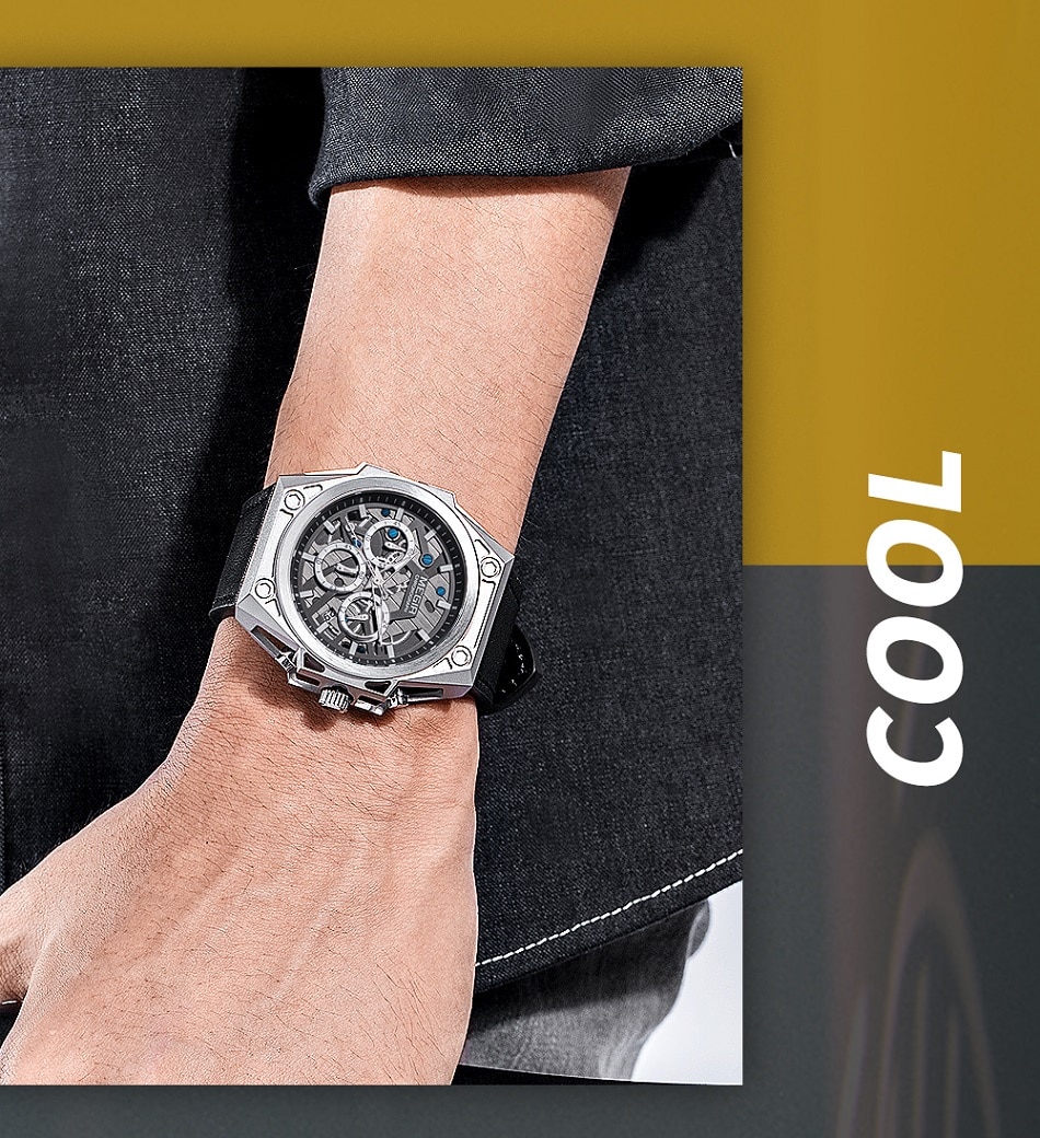 Top Brand MEGIR Men Watches Big Dial Leather Luminous Waterproof Sport Quartz Watch Men Clock Luxury Chronograph Reloj Hombre