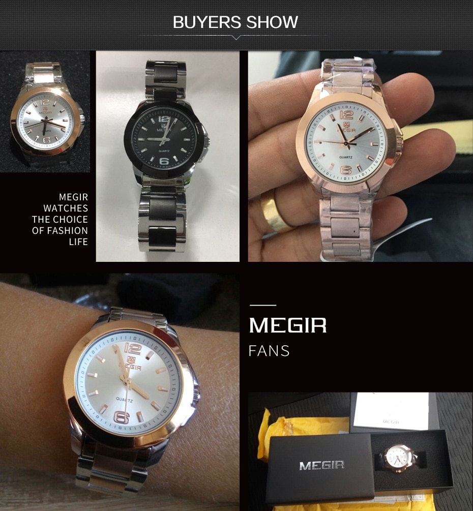 MEGIR Women Watches Luxury Couple Dress Wristwatch Relogio Feminino Clock for Women Montre Femme Quartz Ladies Watch for Lovers