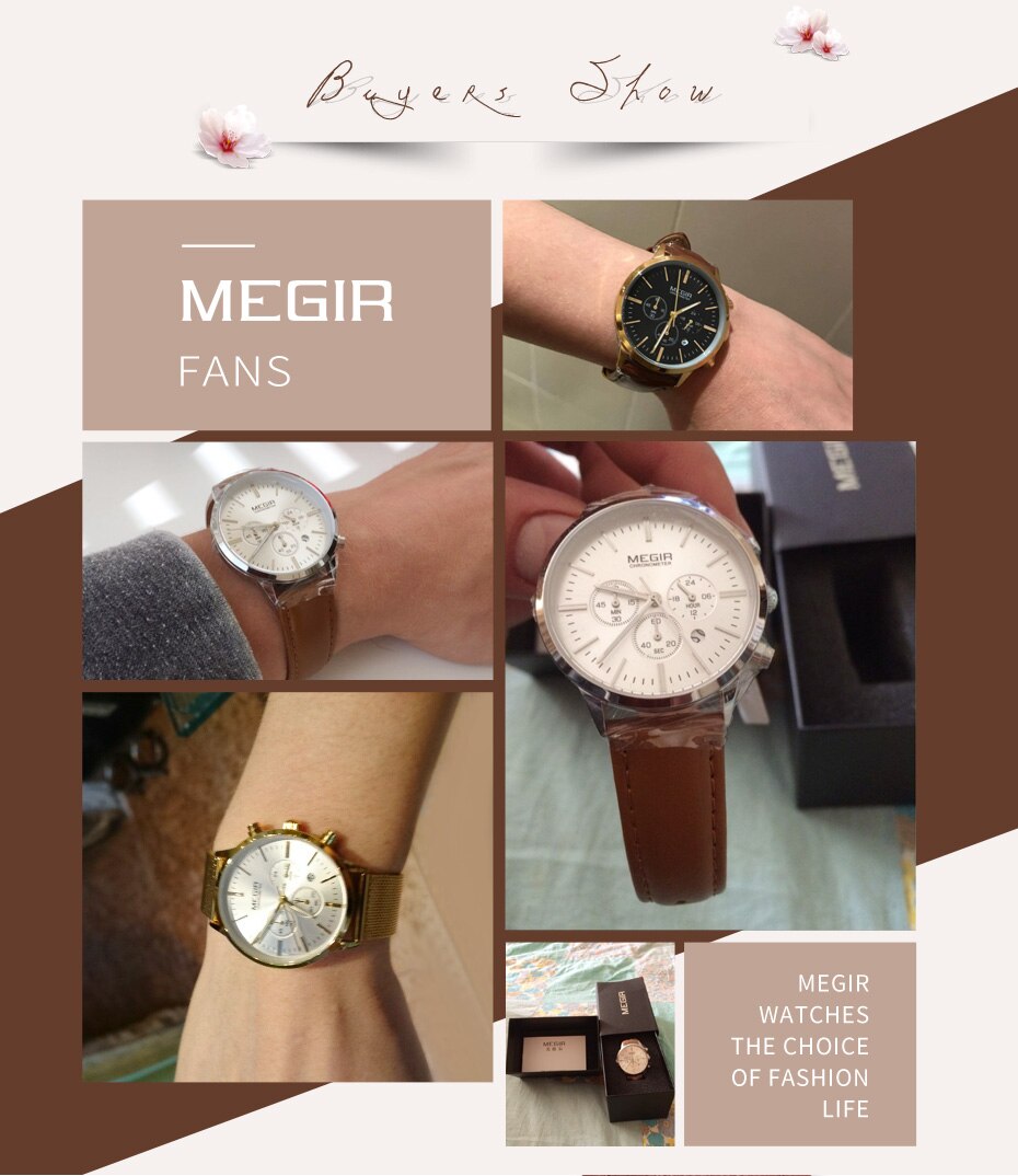 MEGIR Luxury Quartz Women Watches Brand Fashion Sport Ladies Lovers Watch Clock Relogio Feminino for Female Wristwatches 2011