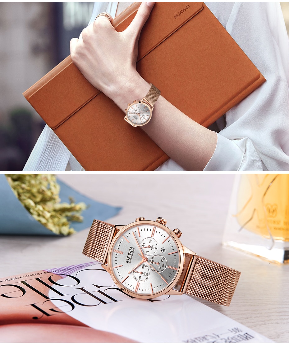 MEGIR Brand Luxury Women Watches Fashion Quartz Ladies Watch Sport Relogio Feminino Clock Wristwatch for Lovers Girl Friend 2011
