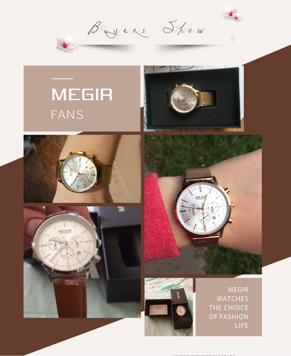 MEGIR Brand Luxury Women Watches Fashion Quartz Ladies Watch Sport Relogio Feminino Clock Wristwatch for Lovers Girl Friend 2011