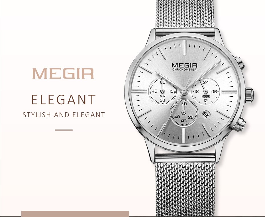 MEGIR Chronograph Luxury Women Bracelet Watches Relogio Feminino Fashion Quartz Lovers Wrist Watch Clock Ladies Girls Gift 2011