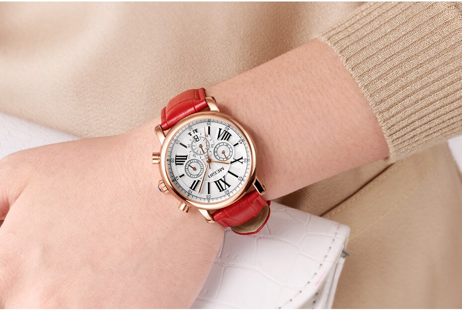 Luxury Brand MEGIR Chronograph Sport Watches Women Bracelet Relogio Feminino Ladies Lovers Quartz Wrist Watch Clock Women 2058