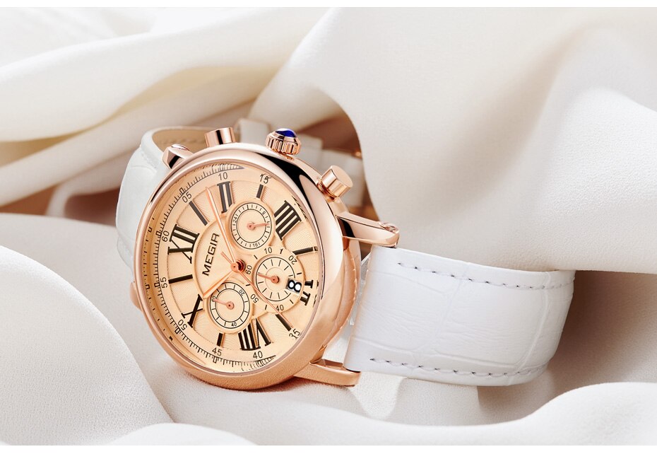 Luxury Brand MEGIR Chronograph Sport Watches Women Bracelet Relogio Feminino Ladies Lovers Quartz Wrist Watch Clock Women 2058