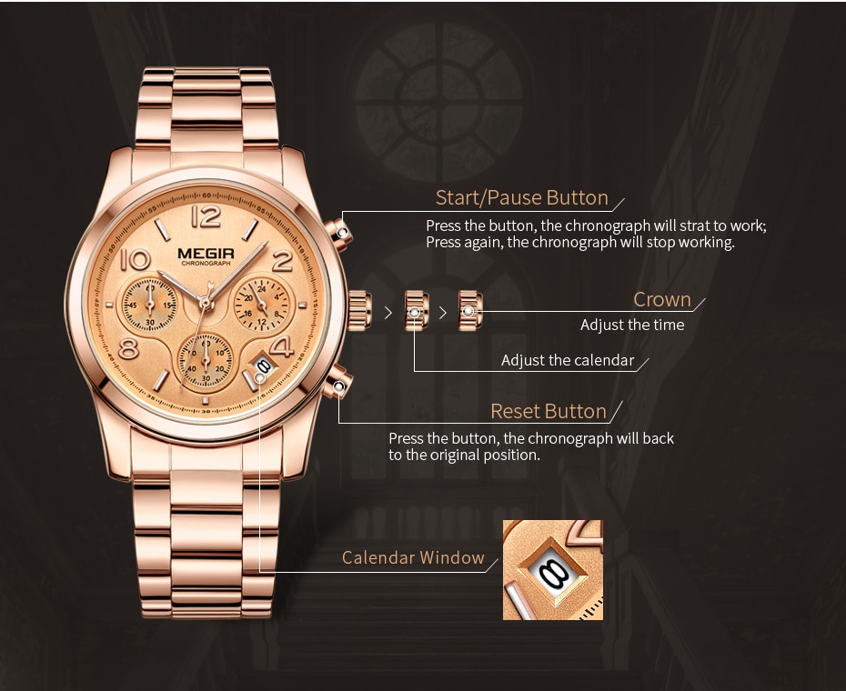 MEGIR Chronograph Women Watches Relogio Feminino Luxury Brand Ladies Sport Wrist Watch Clock Girl Lovers Wristwatches Hour xfcs