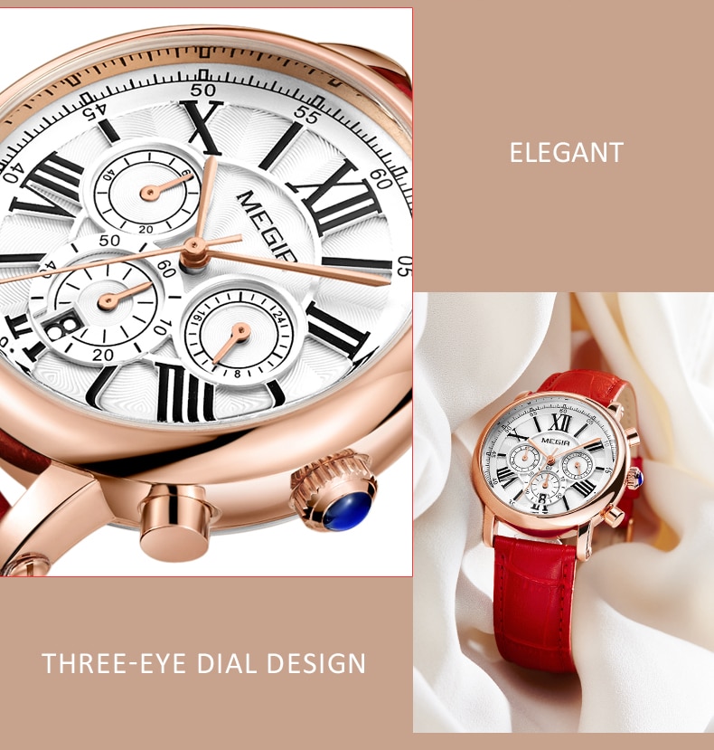 2021 MEGIR Hot Women's Watches Famous Luxury Top Brand Roman Numerals Female Clock Leather Quartz Ladies Watch Relogio Feminino