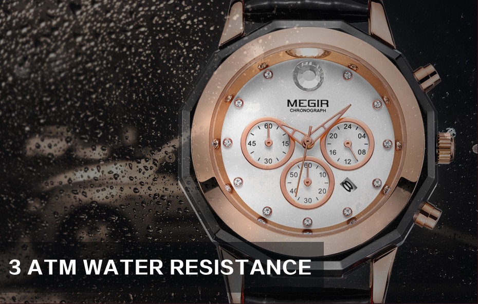 MEGIR Women Fashion Red Quartz Watch Lady Leather Chronograph High Quality Casual Waterproof Wristwatch Luxury Gift for Wife