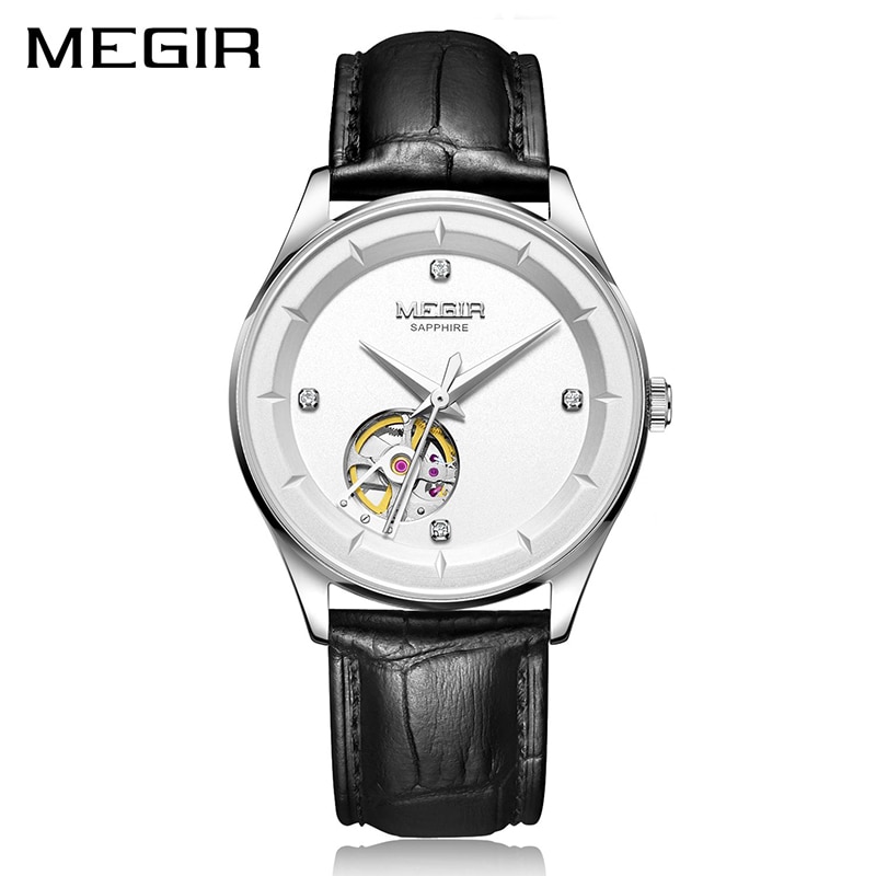 MEGIR Men's Mechanical Watches with Miyota Movement Genuine Leather Automatic Wrist Watch for Men Clock relogio masculino