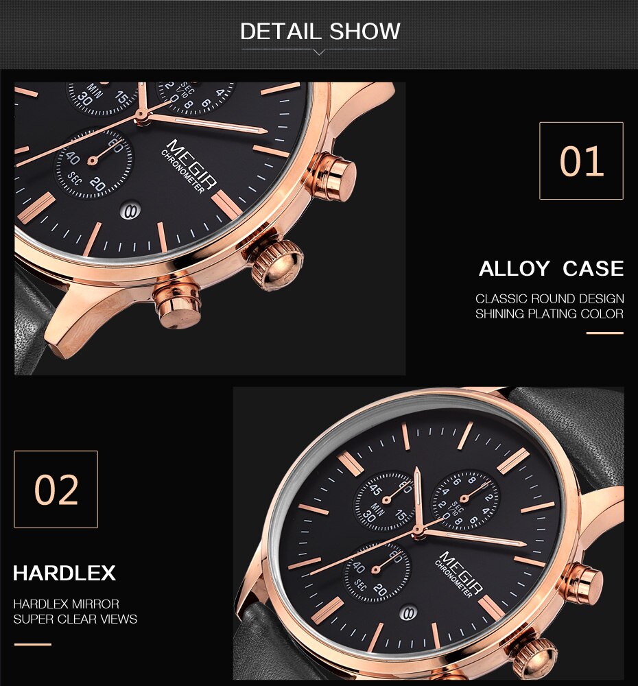 MEGIR Original Watch Men Top Brand Luxury Men Watch Leather Clock Men Watches Relogio Masculino Horloges Mannen Erkek Saat