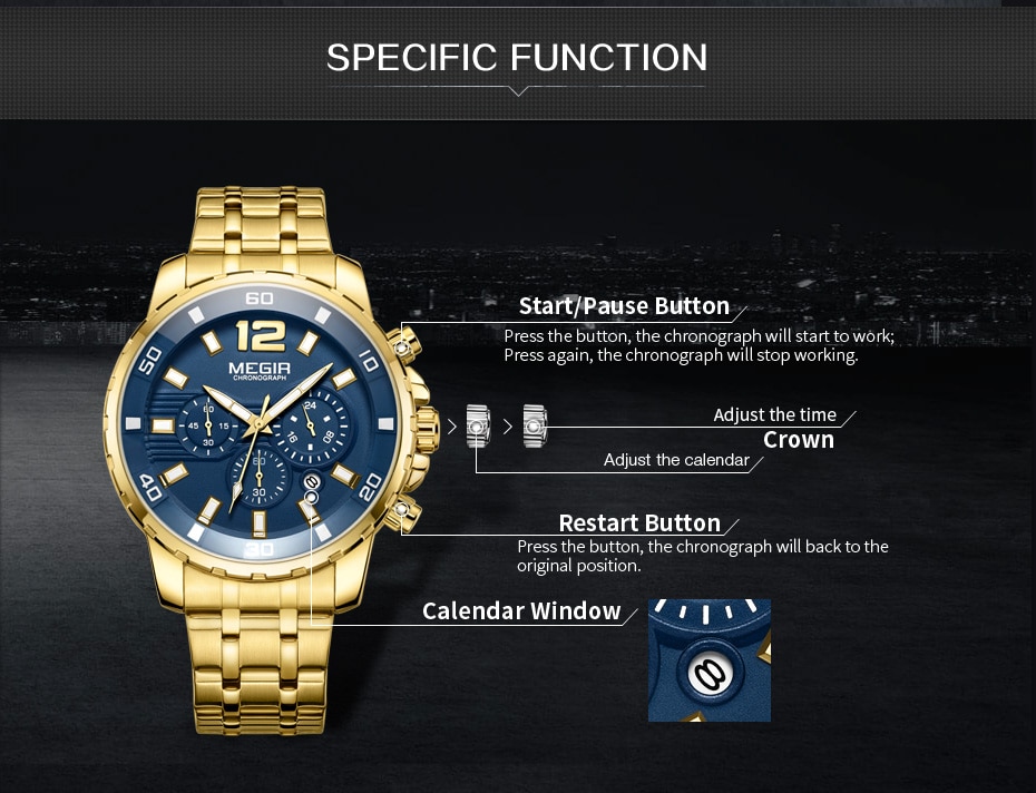 MEGIR Chronograph Quartz Men Watch Top Brand Luxury Army Military Wrist Watches Clock Men Relogio Masculino Business Wristwatch