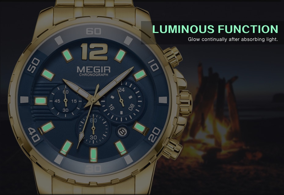 MEGIR Luxury Business Wrist Watch Men Brand Stainless Steel Chronograph Quartz Mens Watches Clock Hour Time Relogio Masculino
