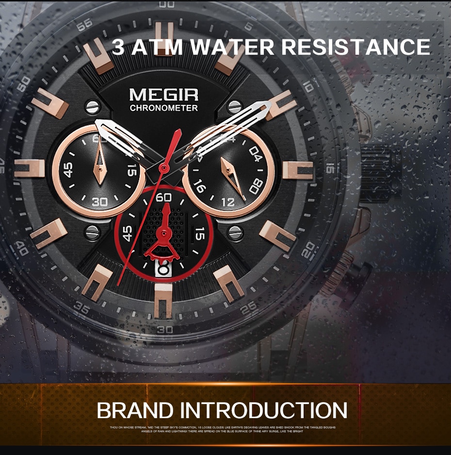MEGIR Men Sports Watches Top Brand Luxury Leather Quartz Watch Men Clock Waterproof Army Military Wristwatches Relogio Masculino