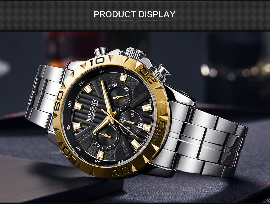 2020 New MEGIR Watch Men Chronograph Quartz Business Mens Watches Top Brand Luxury Waterproof Wrist Watch Reloj Hombre Saat