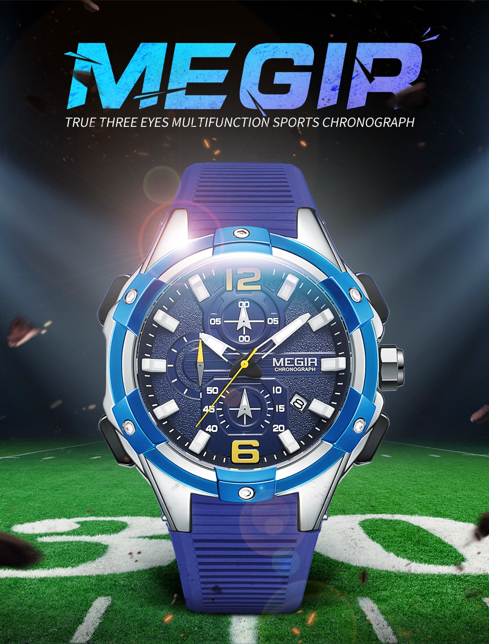 MEGIR Luxury Brand Men Silicone Sports Watch