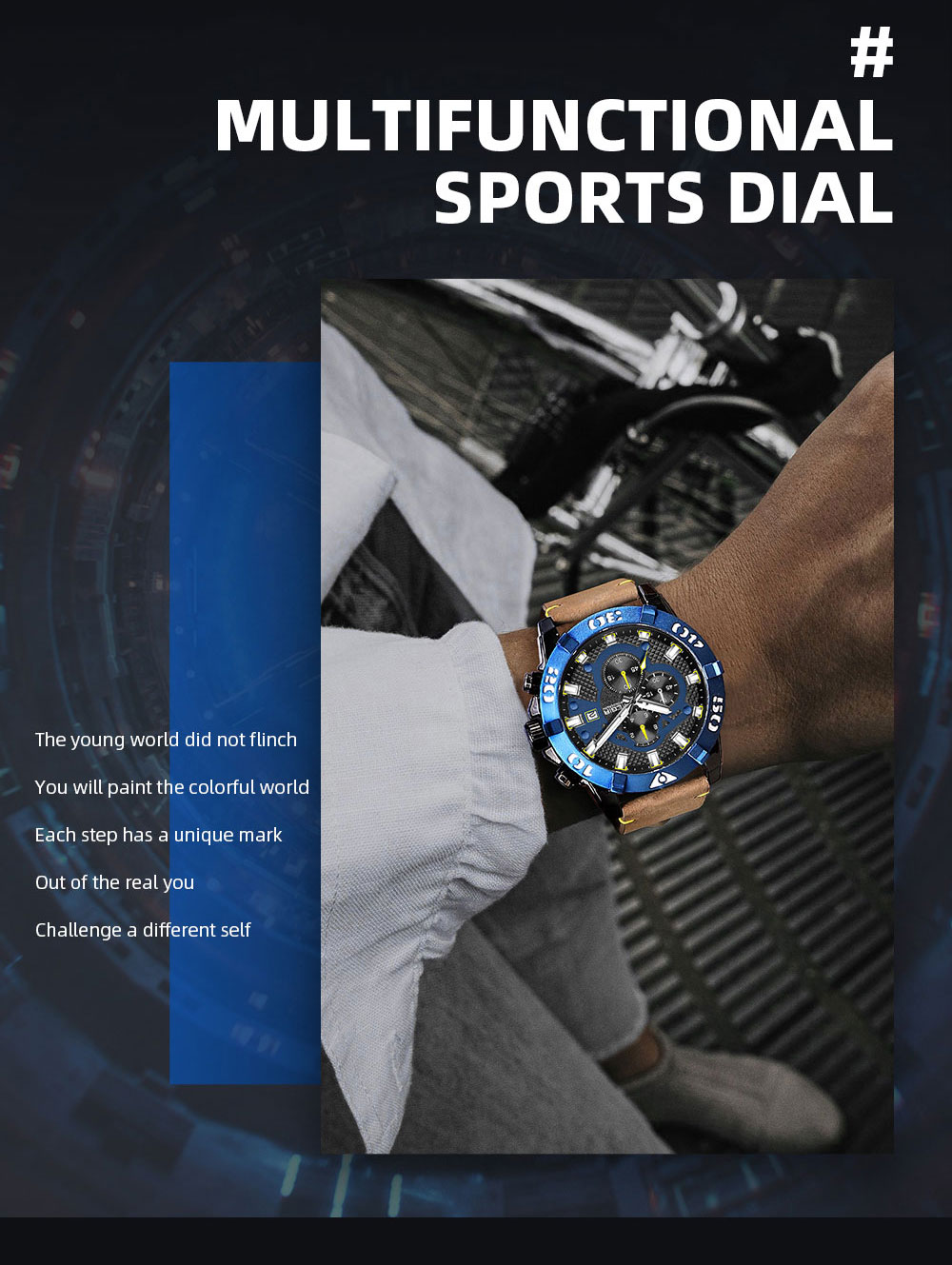 MEGIR Watches Men Fashion Leather Strap Chronograph