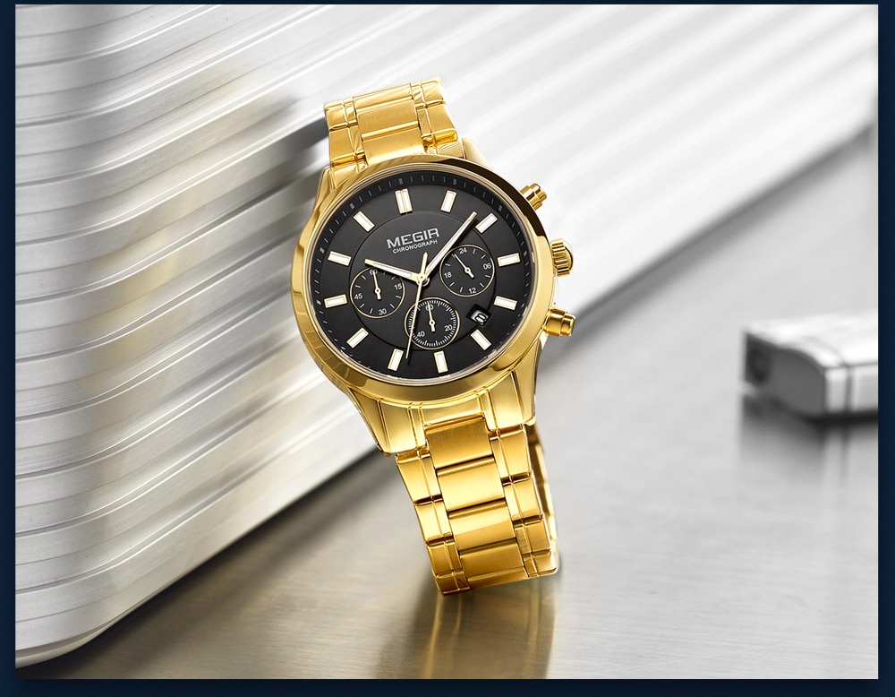 Quartz Watch for Men Full Black Stainless Steel