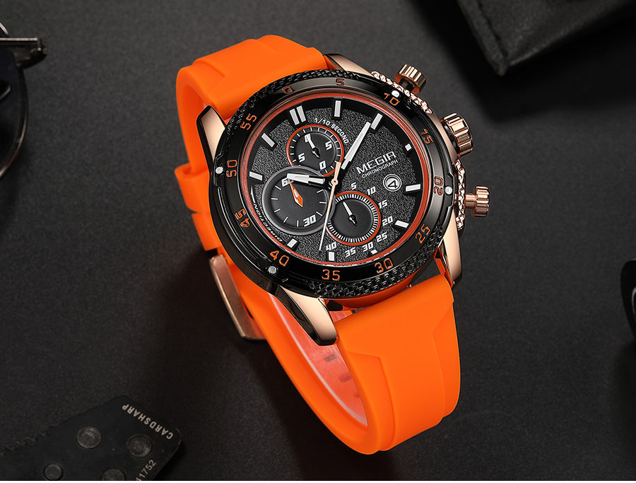 Orange Quartz Watches Men