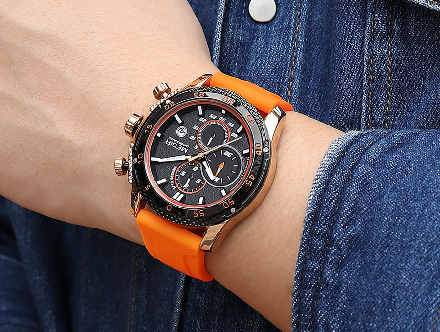 Orange Quartz Watches Men